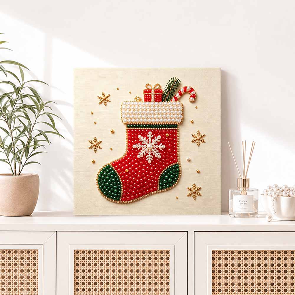 Perlenmalerei Weihnachtsstrumpf Kunst-Set DIY Handgemacht Feiertags-Heimdeko Malerei