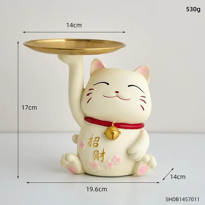 

Креативный декор интерьера Поднос для счастливого кота Аксессуары для домашнего декора Комната Рабочий стол Поднос для хранения сладостей Поднос для хранения закусок Статуэтка животного из смолы Подарок