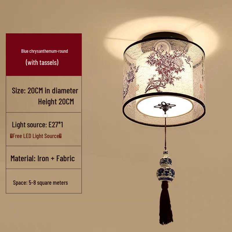 LED Ceiling Light for Balcony, Hallway, or Bedroom - New Chinese Style Small Pendant Light