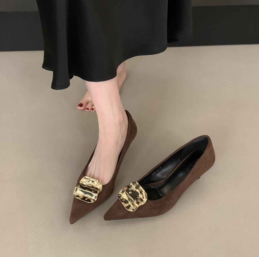 Fashion Bailamos 2025 Brand New Pointed Toe Women Pumps Shoes Pointed Toe Shallow Slip On Boat Shoes Thin Low Heel Dress Pumps