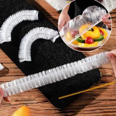 50Pcs/Pack Clear Disposable Food Cover Plus Size Elastic Band Food Storage Cover Stretchable Fresh-Keeping Disposable Dust Cover