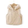 European Beautiful Women's Autumn and Winter Imitation Fur Jacket Fur Integrated Hooded Vest Loose Foreign Trade Loose Casual Vest