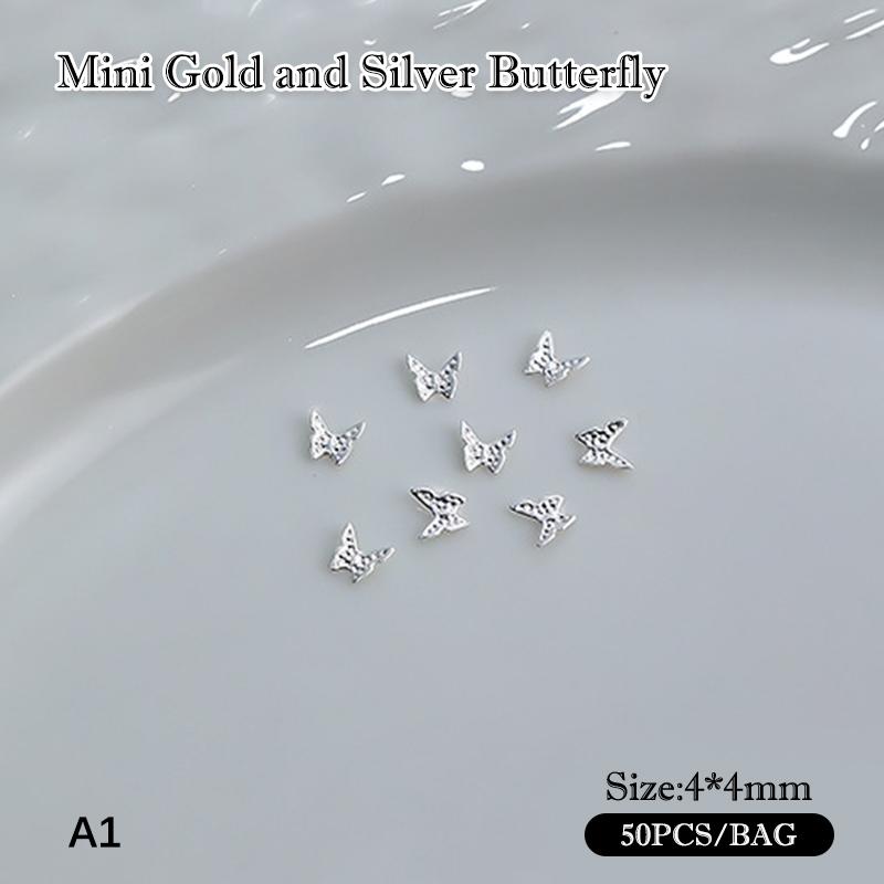 50Pcs Alloy Hollow Butterfly Nail Art Decor Gold Silver Metal Butterfly Nail Charms Diy Valentine S Day Butterfly Parts