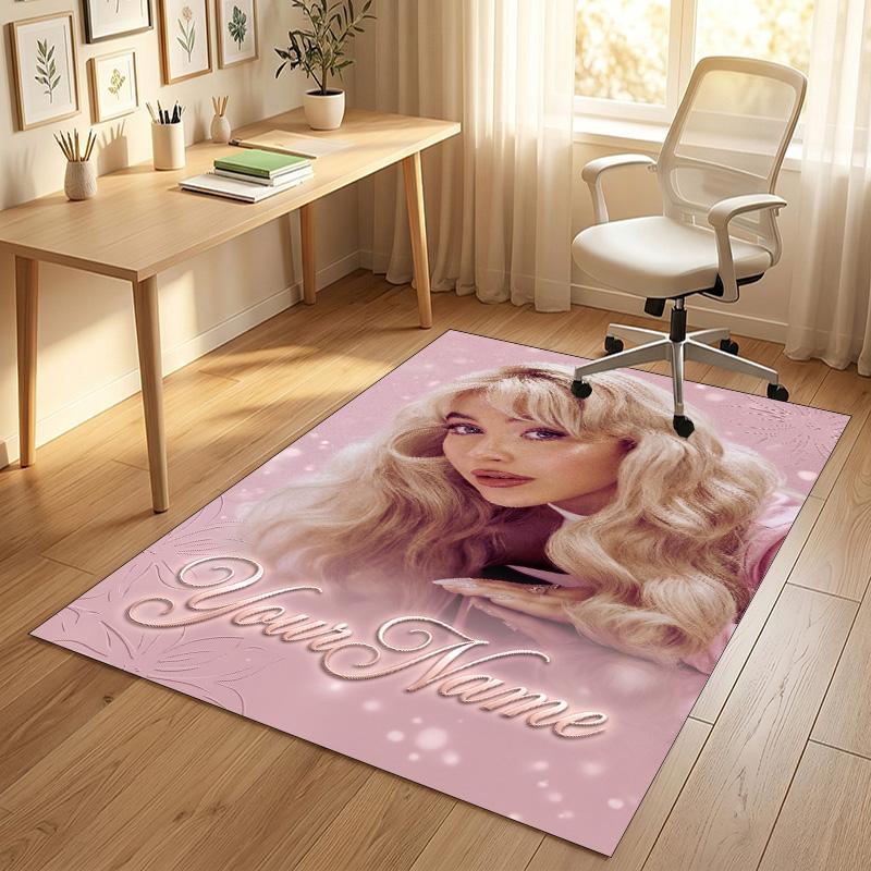 Personalized Crystal Velvet Carpet,Sabrina Carpenter Custom Printed Name, Plush Area Rug For Home Indoor Decor