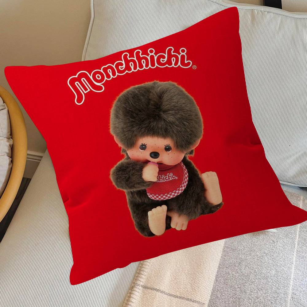 Cute M-Monchhichi   Pillowcase toon Gift Cushion Cover Bedroom Home Sofa Chair Seat Decor pillow case