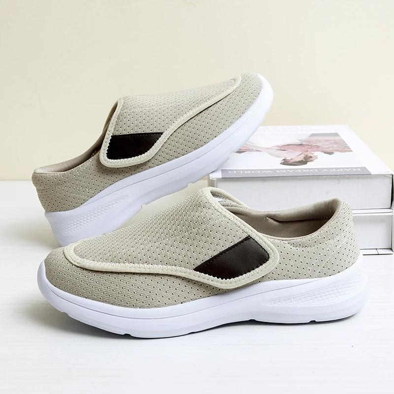 Dames Diabetische Oudere Schoenen Grote Maat Plus Meststof Verbredende Schoenen voor Vrouwen Verstelbare Voet Zwelling Schoenen Antislip 40 gray