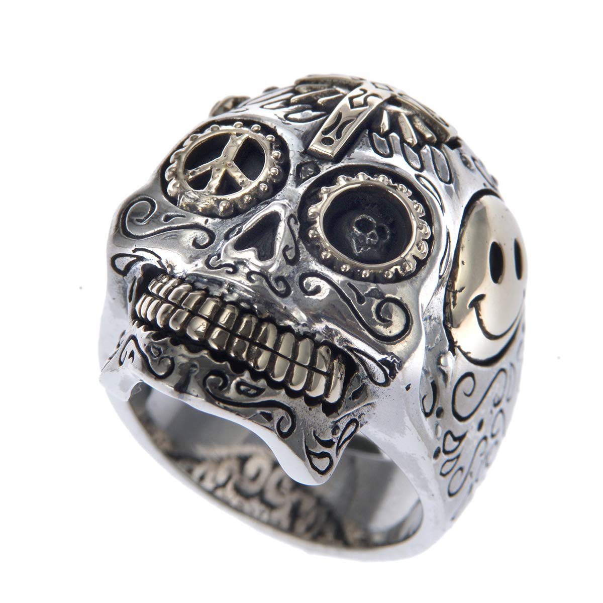 

Серебряное кольцо 925 пробы с мексиканским черепом, размер 27, латунное кольцо-скелет с крестом, Good Vibrations [goodvibrations] [780_27svr] серый