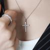 Ozel Silver925 Moissanite Cross Long Necklace PS174N