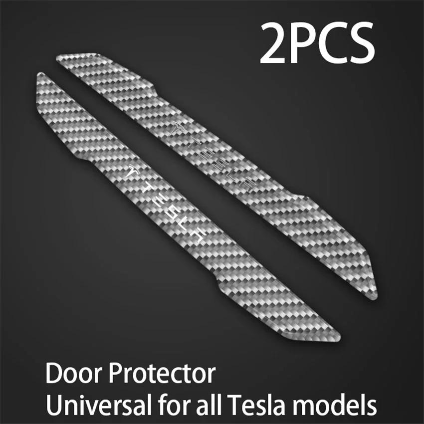 Carbon Fiber Door Handle Protector Cover for Tesla Model 3/Y, Anti-Scratch Sticker Decal, Metal Upgrade Exterior Accessories