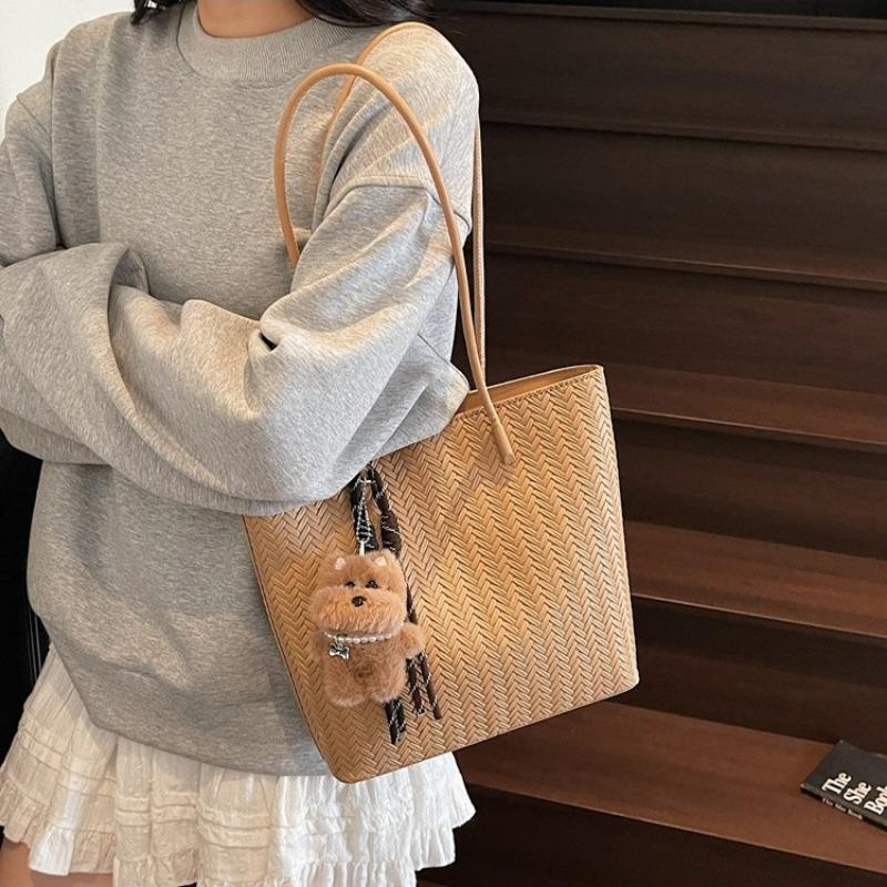 Large-capacity retro bag women's autumn and winter new casual woven shoulder bag textured commuter tote bag
