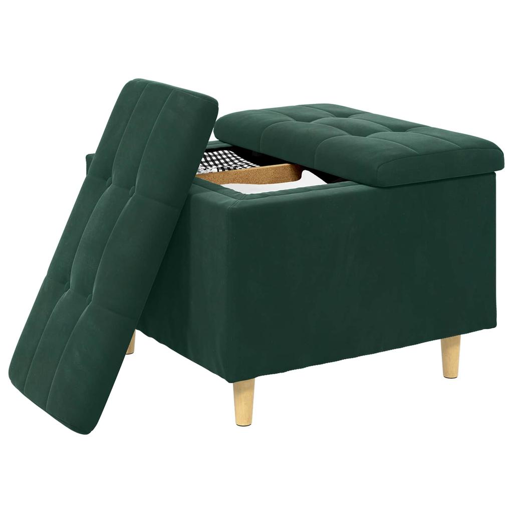 Storage Ottoman In Dark Green 60 X 60 X 45 Cm Velvet