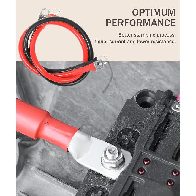 6 AWG Battery Cable,20 Inch Red&Black Battery Cable Battery Wire,Car Accessories Battery Power Inverter Cables Set with 3/8"Lugs Terminals,for Car