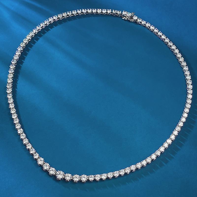 Xiancan S925 Silver European & American Fashion Choker with Water Drop and Round Pave Diamonds