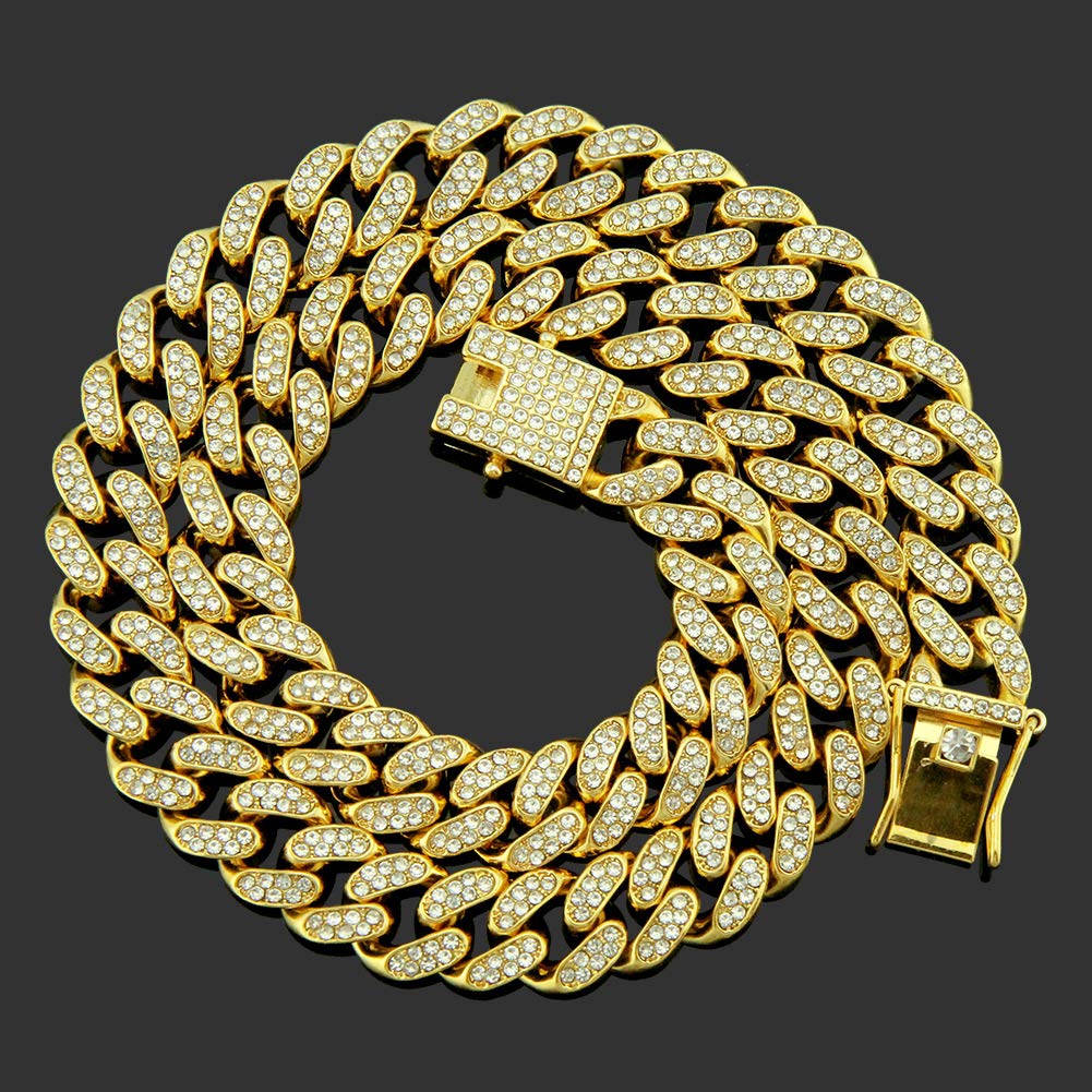 Necklace for Chain Platinum Cuban Chain Thick Kihei CZ Zirconia Width Hip Street Style [Rockyu] Men, Only, Plated, Only, Necklace, Necklace, 12mm,