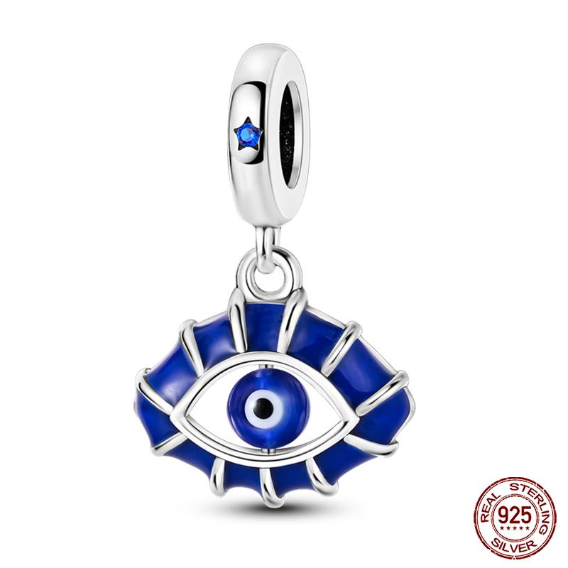 100% Real Copper Classic Devil'S Eye Charms Beads For Women Fit Original Qikaola Bracelets Fine Diy Jewelry Making