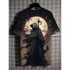 Summer Round Neck 3D Animal Warrior Print Top Fashionable Casual Short Sleeved Men's T-shirts