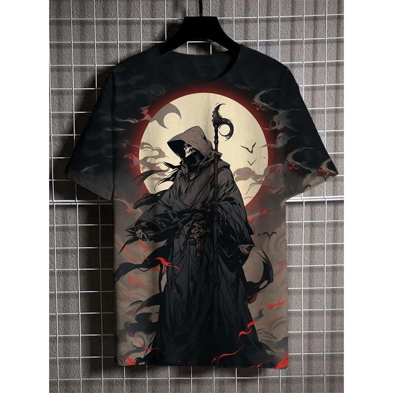 Summer Round Neck 3D Animal Warrior Print Top Fashionable Casual Short Sleeved Men's T-shirts