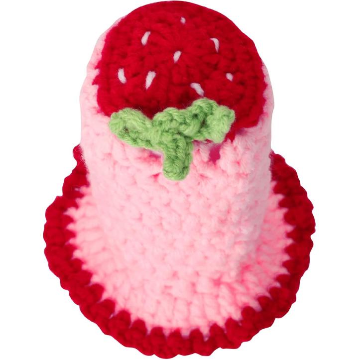 Crochet Shift Knob Cover, Universal Cute Handmade Strawberry Boho Car Accessories for Women, Car Shift Boots Knobs Cover Automotive Interior Fits Car