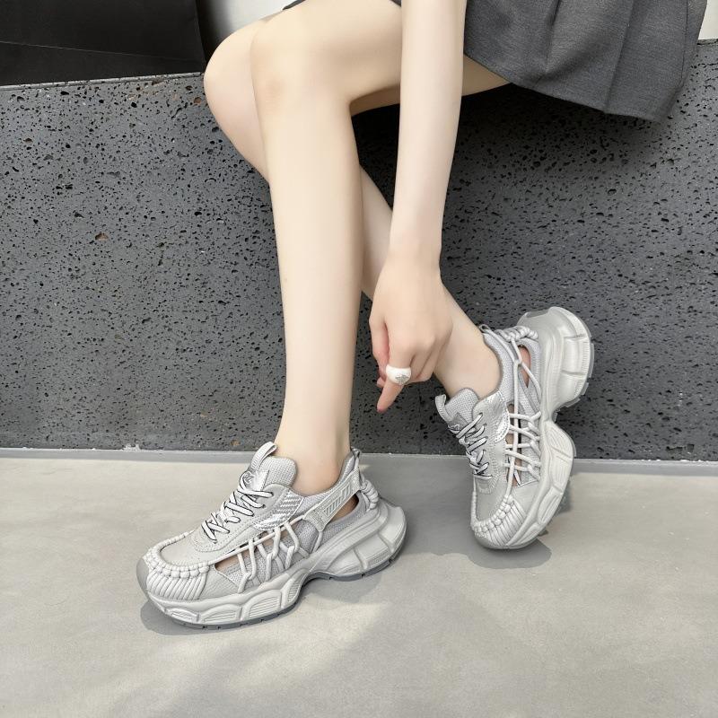 Casual shoes women's summer hollow XL men's and women's platform-soled couples' sports breathable single shoes