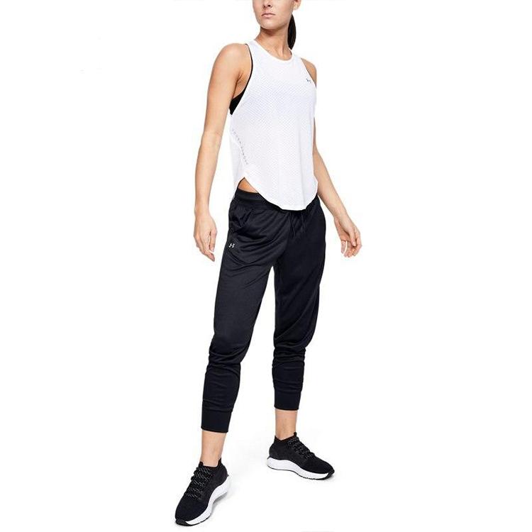 Under Armour High-Waisted Cross-Pocket Casual Sports Pants Women Bottoms Black 1351010-001