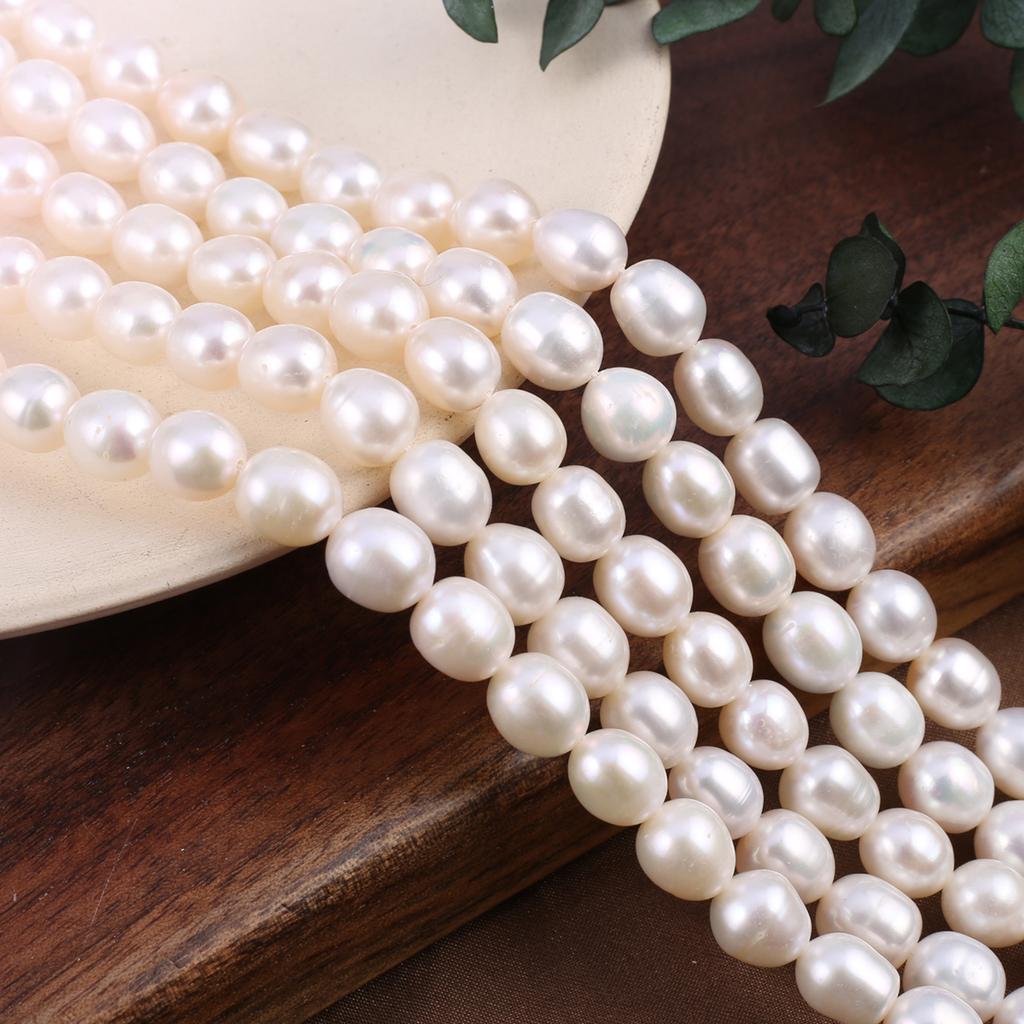 1String, Fashion Women's Natural Freshwater Pearls, 7-8 Mm, White Round Pearl Beads for DIY Necklaces, Bracelets Accessories, Jewelry Making 36cm