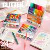 Easy To Clean 12/24Colors Glitter Pen Water-Based Quick-Drying Acrylic Pen Set DIY Graffiti Drawing Art Markers Pen Art Use