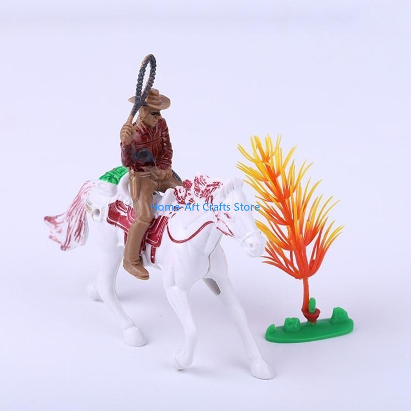Y3NA 8er-Pack Cowboy-, Pferde- und Indianerfiguren Kunststoff Büro-Schreibtischdekoration für Kinder und Erwachsene