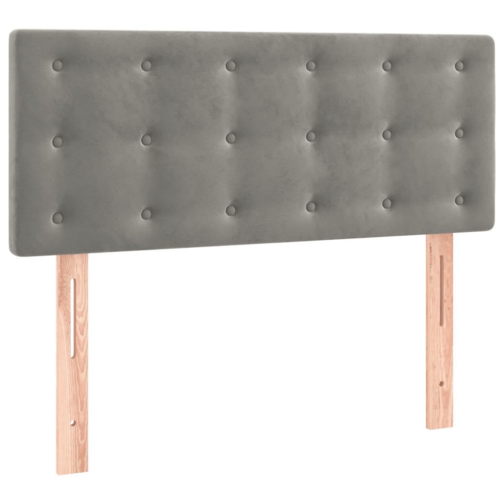 Box Spring Bed with Mattress Light Grey 80 x 200 cm Velvet
