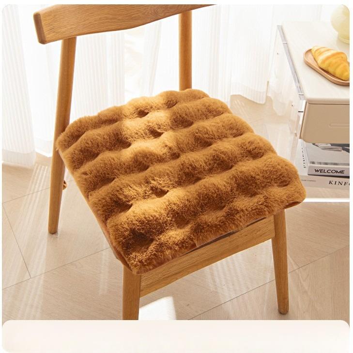 Chair Cushion, Gradient Imitation Rabbit Fur Plush Chair Cushion, Pet Friendly Seat Cushion,Winter Thick Plush Dining Chair Cushion