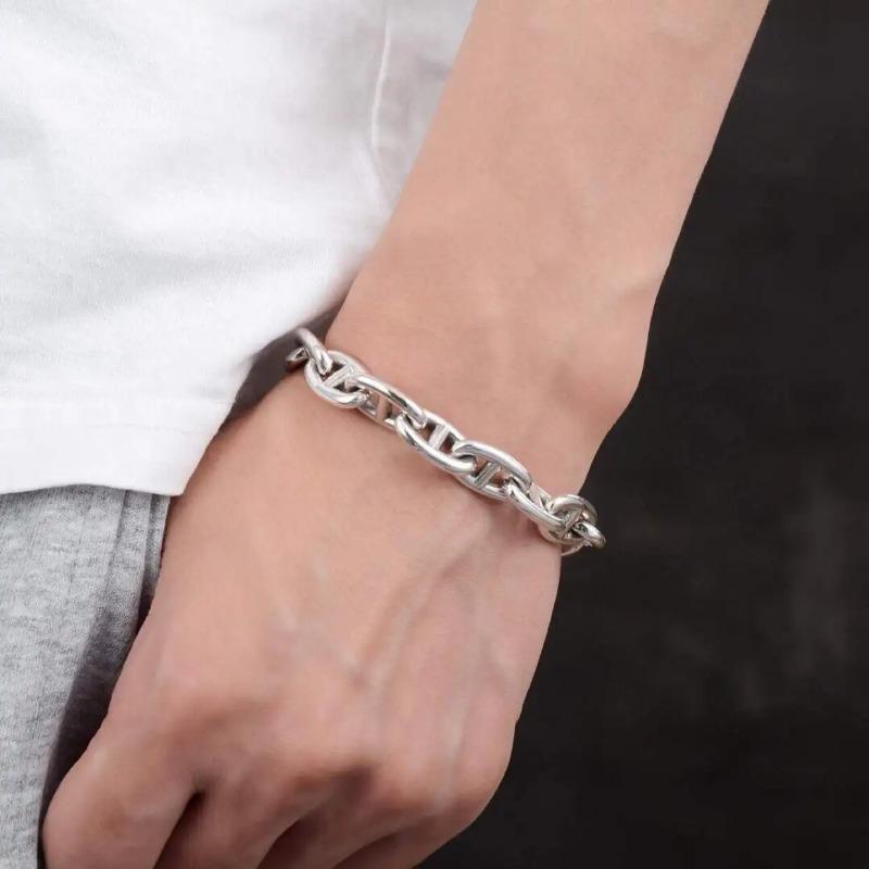 Retro Heavy Du S925 Silver Pig Nose Bracelet ex OT Bule Women's Sle Faionable Cross-Border Hand Jewelry