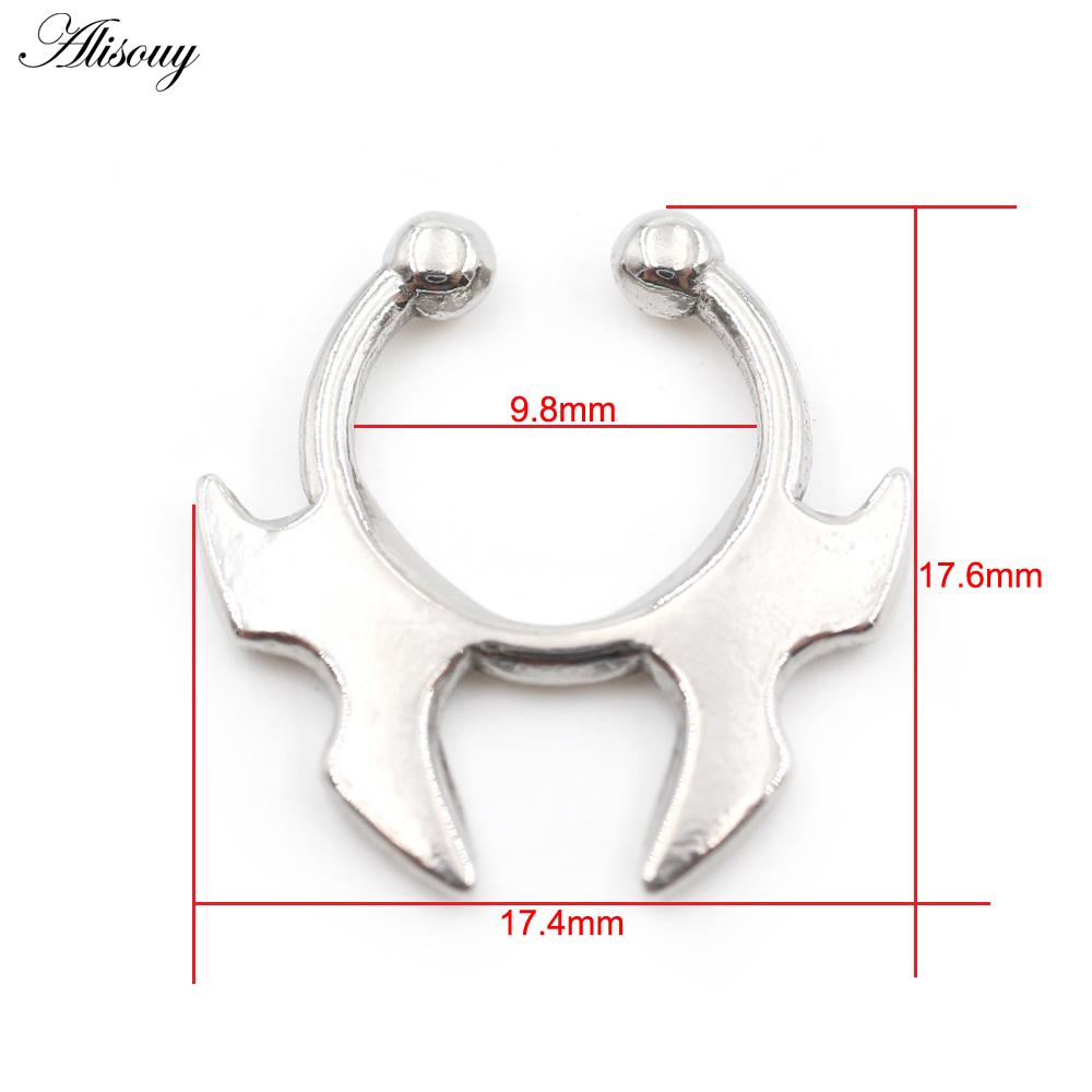 Alisouy 1PC Stainless Steel Casting Tusk Fangs Cone Nose Ring Septum Ear Cuffs Cartilage Tragus Daith Non Piercing Body Jewelry