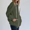 Damen Herbstmode Reißverschluss Hoodie Langarm Kapuzenpullover Sweatshirt Lässige Einfarbige Oberteile Mit Taschen