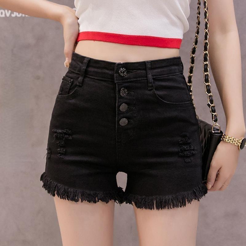 

Свободные эластичные джинсовые шорты с рваными деталями для девочек XXXL чёрный