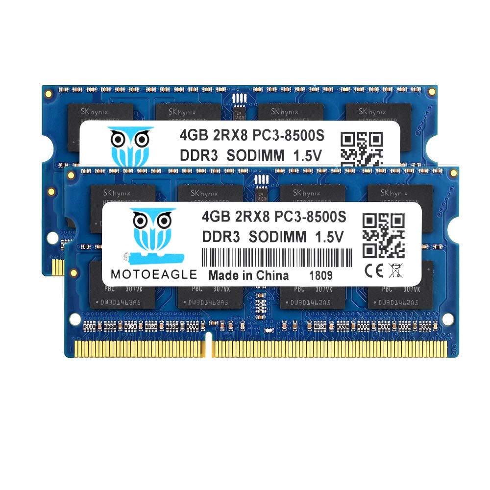 

Motoeagle DDR3 1066Mhz 4GB x 2 Laptop Memory 204Pin CL7 Mac Compatible PC3-8500 1.5V Non-ECC SO-DIMM