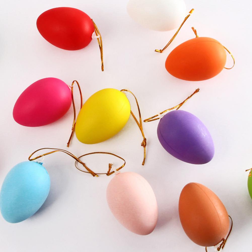 12/24Pcs Simulated Easter Eggs Colorful Durable Plastic Hanging Egg Decorations Kids DIY Egg Craft Kit For Easter Home Decor