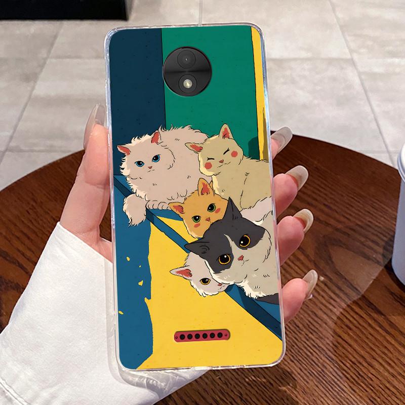 Casing For Motorola Moto C Plus Case Aesthetic Cute Cat Astronaut Transparent Soft Silicone Back Cover Moto C CPlus Phone Case