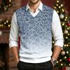 Men's V-Neck Knit Vest, Wool Sleeveless Sweater Vest, Leopard Print, Casual Wear