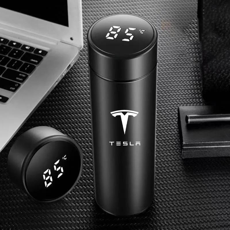 500ML Temperature Display Thermos Cup For Tesla Model 3 Model S Model X Model Y Roadster SpaceX Tesla Logo Car Thermos Bottle