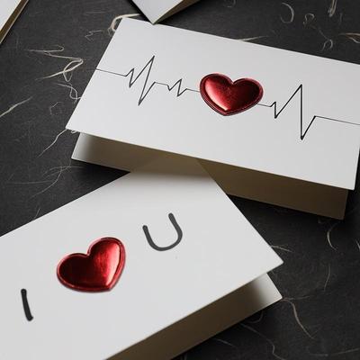 10 ks Pevná červená srdcová pohľadnica Romantický list Milujem ťa navždy Svadobné pozvanie na Valentína, narodeniny, svadbu Karta