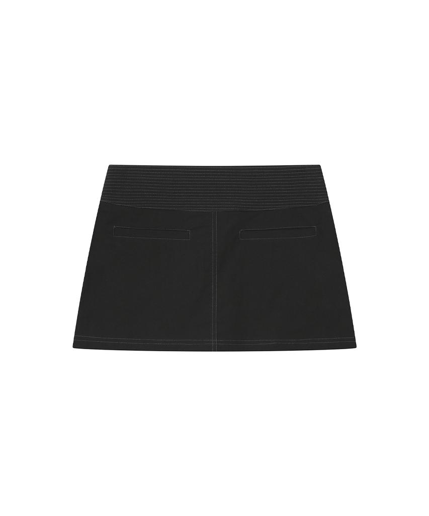 Miseki Seoul Stitch Pocket Mini Skirt Black
