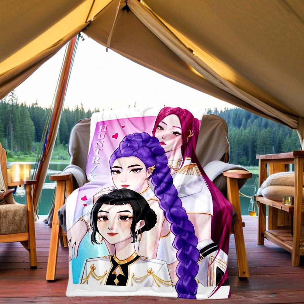

HUNTR/X Anime Art Print: Three Beautiful Women Blanket Lightweight Flannel Throw Blanket for Sofa, Bed, Travel, Camping, Livingroom, Office 130x150cm