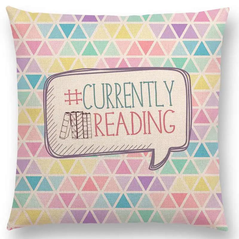 Tea Reading Books Pillow Case Home Decor Linen/cotton Cushion Cover Designer Pillow Cover for Sofa Bedroom Housse De Coussin
