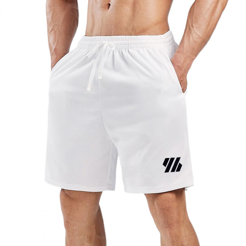 

Мужские летние повседневные шорты с эластичной резинкой на талии, быстросохнущие спортивные шорты для фитнеса с карманами, однотонные широкие шорты M белый
