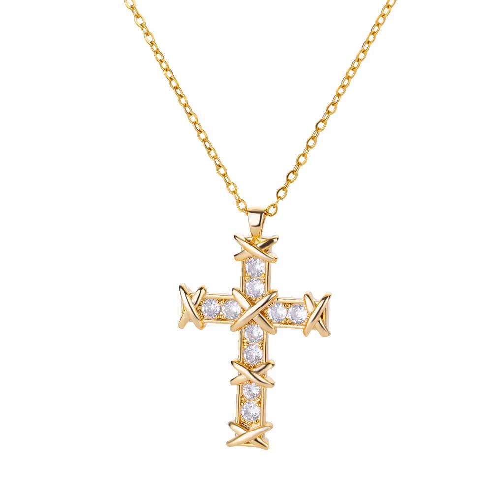 INS Style Luxury Zirconia Cross Pendant Necklace - High-end Clavicle Chain Jewelry