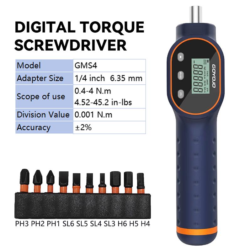 

1/4 цифровой динамометрический ключ, отвертка, динамометрический ключ 7,08-70,8 дюйм-фунтов, набор инструментов для ремонта магнитных сверл из 10 штук