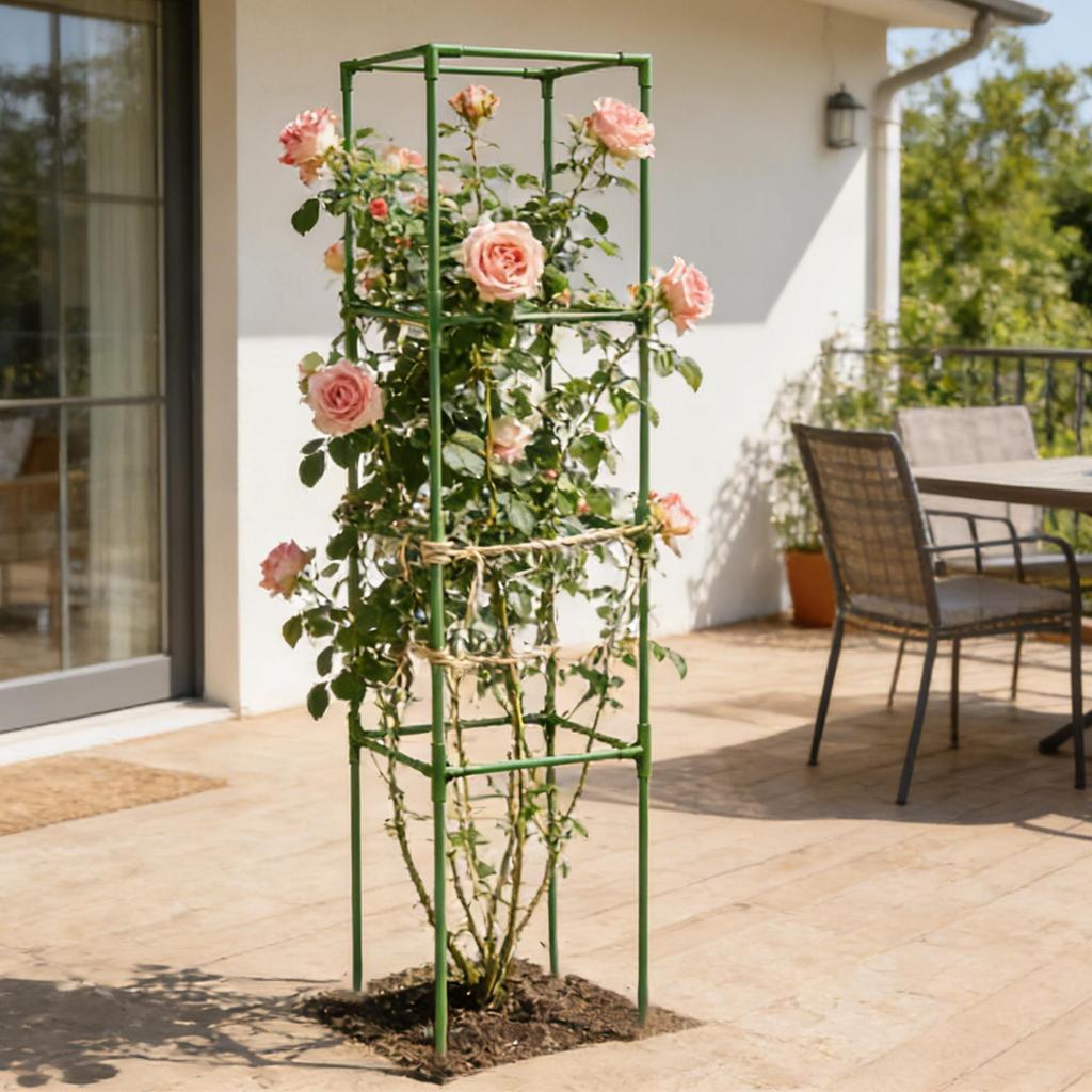 Tomato Cage Stand 64 Inch Square Stakes Cucumber Trellis Plant Cage Support Climbing Vegetable Plant Support Pole Flower Stand