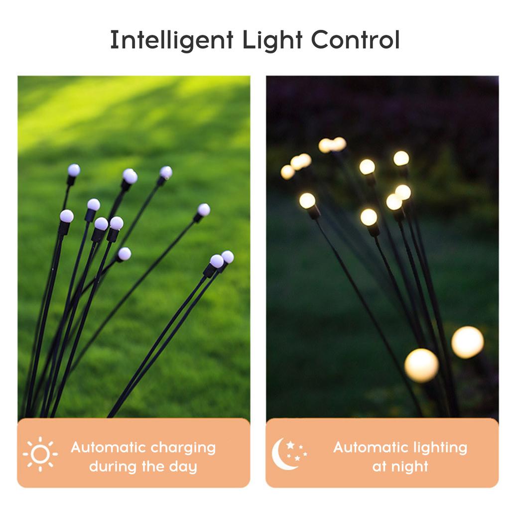 2 Packs 6-head Solar Swaying Firefly Lamps Intelligent Light Control Outdoor Waterproof Ground Plug