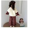 Girls' 2025 Fashion Spring & Autumn Outfit - Red Plaid Two-in-One Set for Toddlers