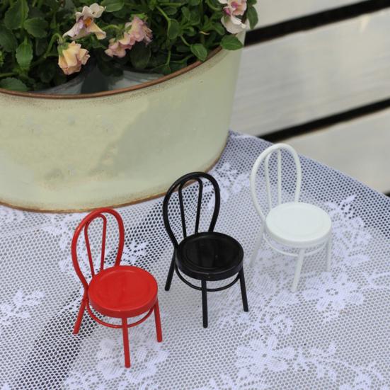 Miniature Chair, Tiny Metal Round Chair, Realistic Furniture Miniature, Mini Collectible Chair for Doll Mansion Miniature Rooms