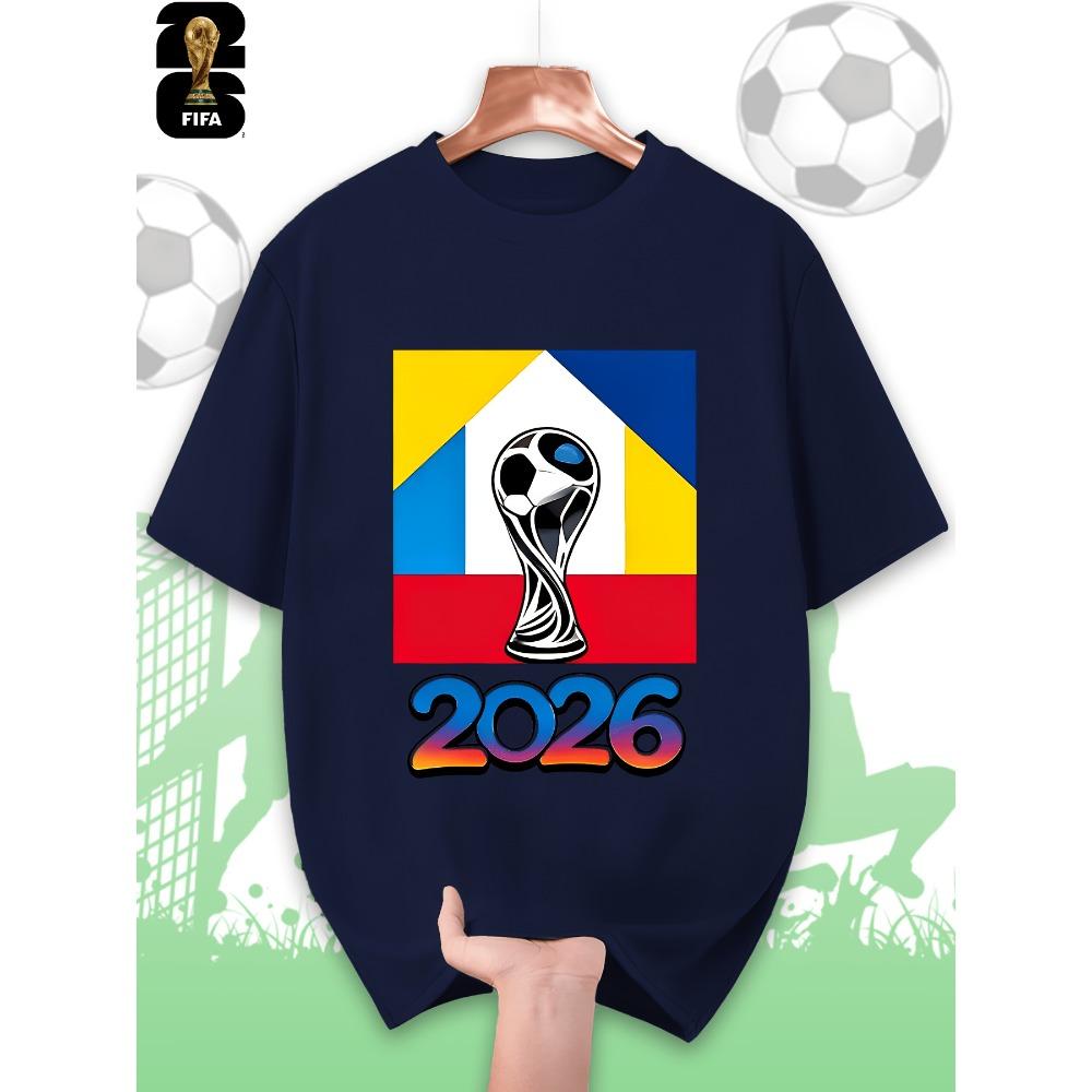 FIFA World Cup Men's Printed Short-sleeved T-shirt, a Fashionable and Trendy Summer Top, Comfortable and Well-fitting